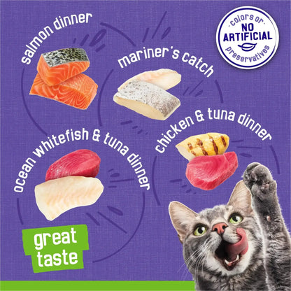 Purina Friskies Pate, Soft Seafood and Chicken Variety Pack, Wet Cat Food, 5.5 oz Cans
