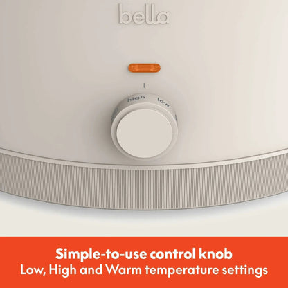 bella 6 Qt Manual Slow Cooker with 3 Temperature Settings, Ceramic Nonstick Coating, Dishwasher Safe Stoneware Pot & Tempered Glass Lid, Oatmilk