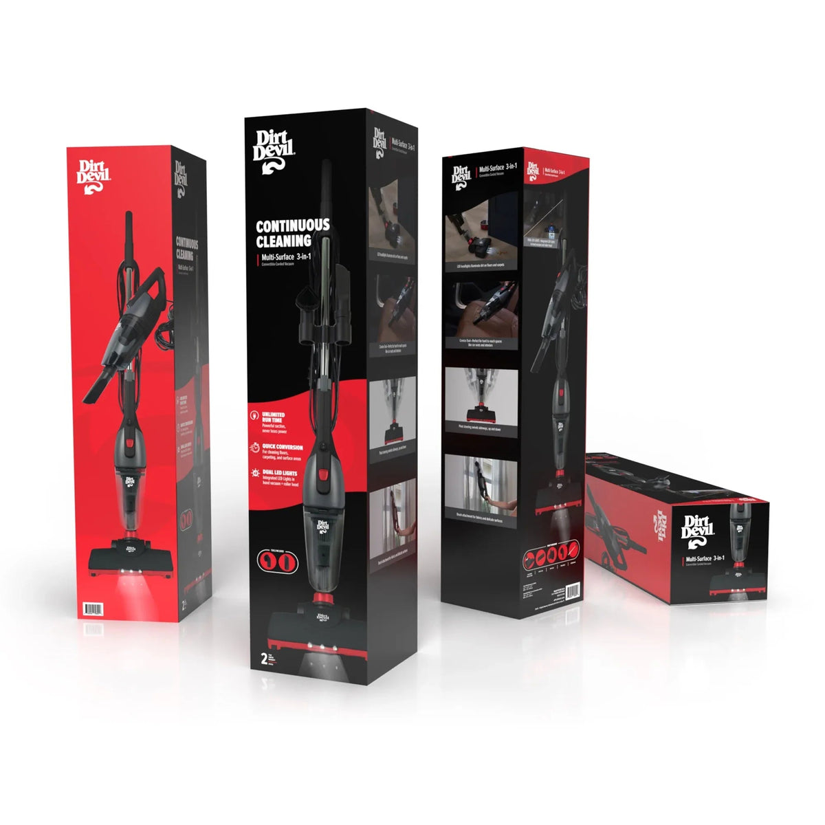 Dirt Devil 3-in-1 Lightweight Corded Stick Vacuum Cleaner and Handheld with LED Lights, Multi-Surface Cleaning, Model EV1426CS