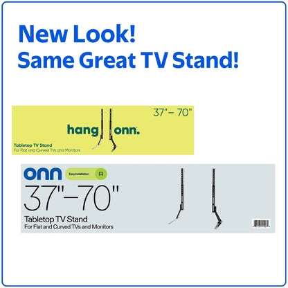 onn Tabletop TV Stand for 37" to 70" TVs, Holds up to 110 lbs, Black- Metal Legs for Tabletop