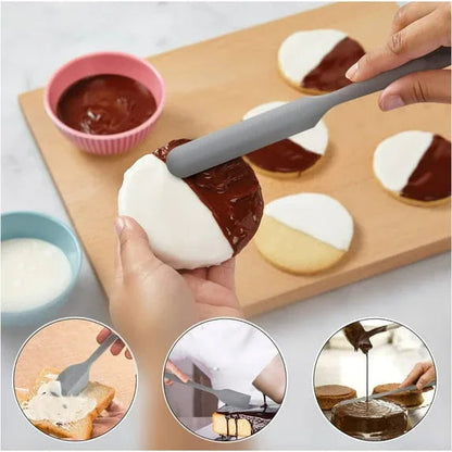 Food Grade Silicone Rubber Spatula Set for Baking, TAIMASI 5Pcs Cooking Utensil Set, High Heat Resistant Non Stick Dishwasher BPA-Free-Gray
