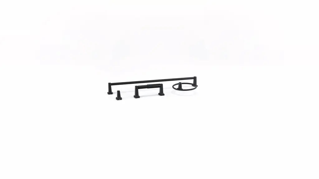 Mainstays 4-Piece Square Bathroom Hardware Set with 24-inch Towel Bar Matte Black Finish