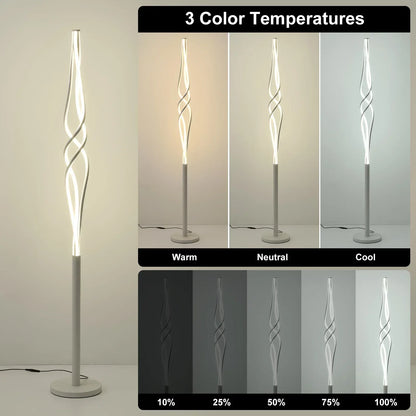 70 Inch Spiral Floor Lamps Modern LED Floor Lamp for Bedroom 34W Dimmable Bedroom Floor Lamp with Remote Control Contemporary Standing Lamp for Living Room Bedroom Kitchen Office