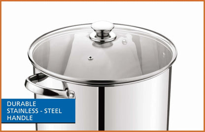 Mainstays Stainless Steel 16-Quart Stock Pot with Glass Lid, Induction Compatible, Stainless Steel, Dishwasher Safe
