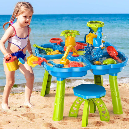 Dinosaur Planet Sand Water Table for Toddlers, 4 in 1 Sand Table and Water Play Table, Kids Table Activity Sensory Play Table Beach Sand Water Toy for Outdoor Backyard for Toddlers Age 2-4 Gift