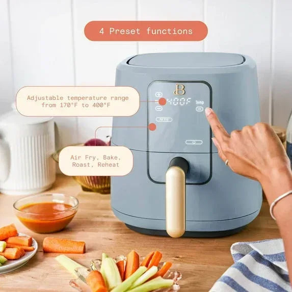 Beautiful 3 Qt Air Fryer with TurboCrisp Technology, EverGood Ceramic Nonstick Coating, Thyme Green by Drew Barrymore
