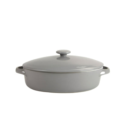 10 Strawberry Street Sienna Covered Casserole 10" and 7" Stoneware Bakeware Set of 2, Gray