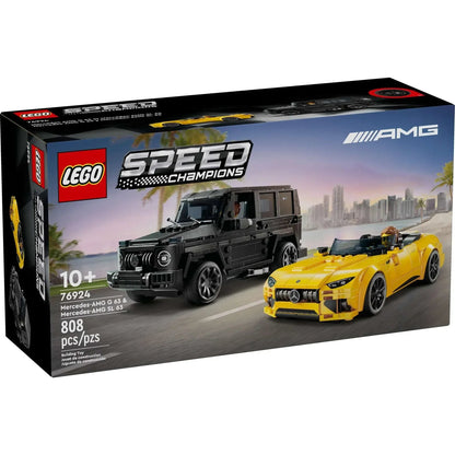 LEGO Speed Champions Mercedes-AMG G 63 & Mercedes-AMG SL 63 Toy Cars - Building Toys Set for Boys & Girls, Ages 10+ - Gift for Christmas - W/ 2 Minifigures - 76924