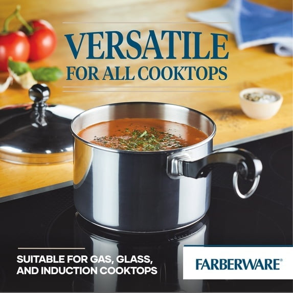 Farberware Classic Series 2 Quart Stainless Steel Sauce Pan with Lid, Induction Compatible, Metal Utensil and Dishwasher Safe, Stainless Steel