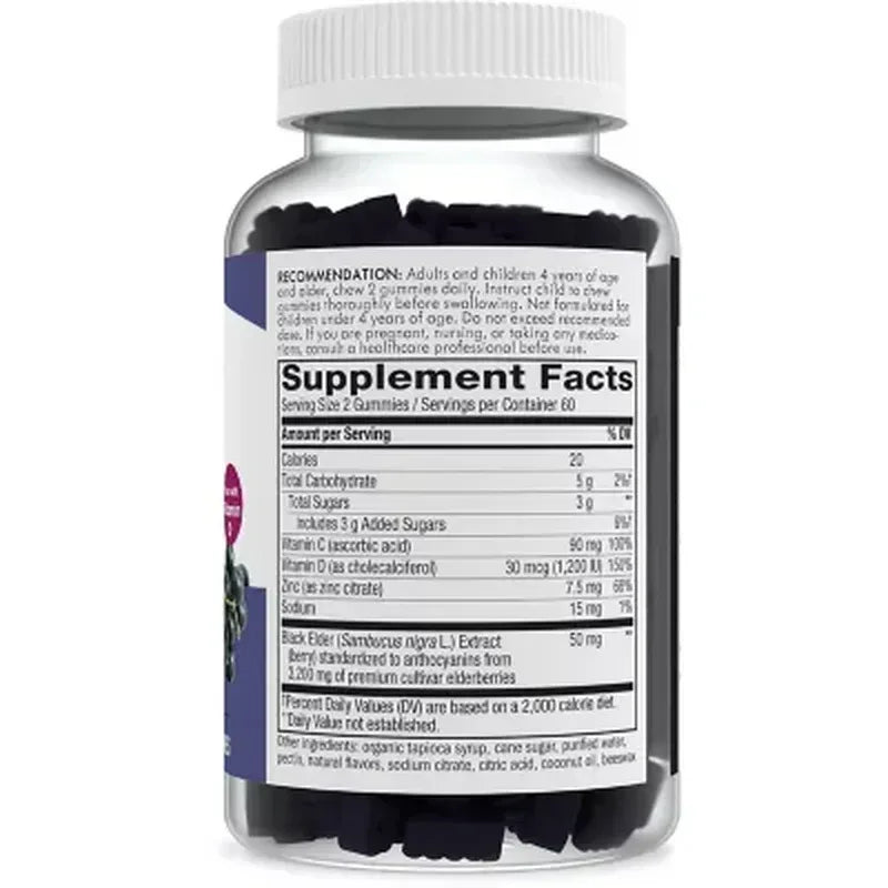 NatureÕS Way Sambucus Immune Gummies, Elderberry, Vitamin C, Vitamin D3, Zinc (120 Ct.)
