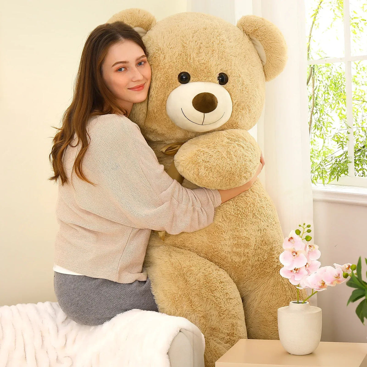 MorisMos 4ft Giant Brown Teddy Bear Stuffed Animal, Big Teddy Bear Plush