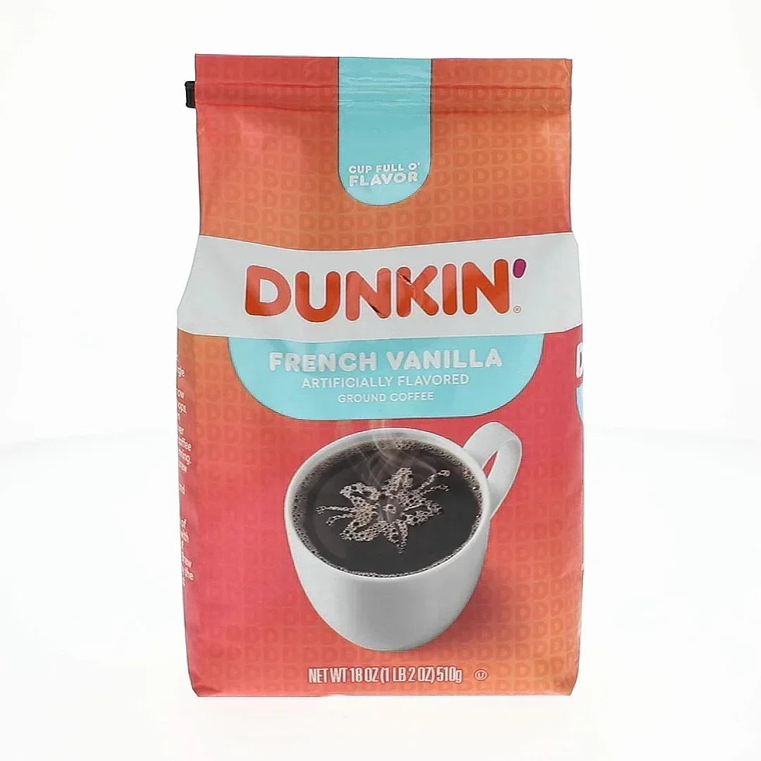 Dunkin’ French Vanilla Artificially Flavored Ground Coffee, 18 oz Bag