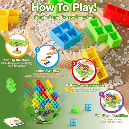 PBALPADL Dinosaur Balance Stacking Blocks by Lktvy. 48PCS Educational STEM Toy for Kids Ages 3+, Safe ABS Construction, Fun Family Game for Focus & Fine Motor Skills