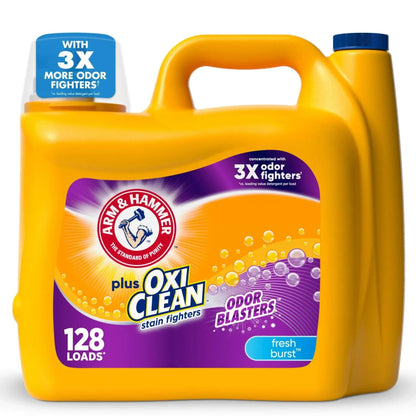 ARM & HAMMER Plus OxiClean Odor Blasters Liquid Laundry Detergent, Fresh Scent, 77 Loads