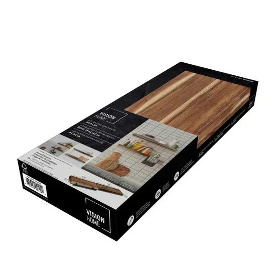 Acacia Floating Wood Shelf, 2-pack