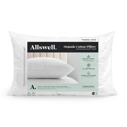 Allswell Organic Cotton Down-like Bed Pillow, Standard/Queen Pack of 2