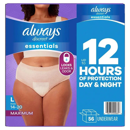 Always Discreet Essentials Underwear for Women, Maximum, Choose Size