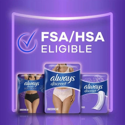 Always Discreet Adult Incontinence Underwear for Women and Postpartum Underwear, XL, Up to 100% Bladder Leak Protection, 28 Count