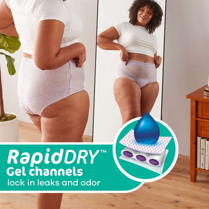 Always Discreet Adult Diapers for Women, MaxiProtect, Incontinence Underwear, Maximum Plus Absorbency, Size L, 24 Count