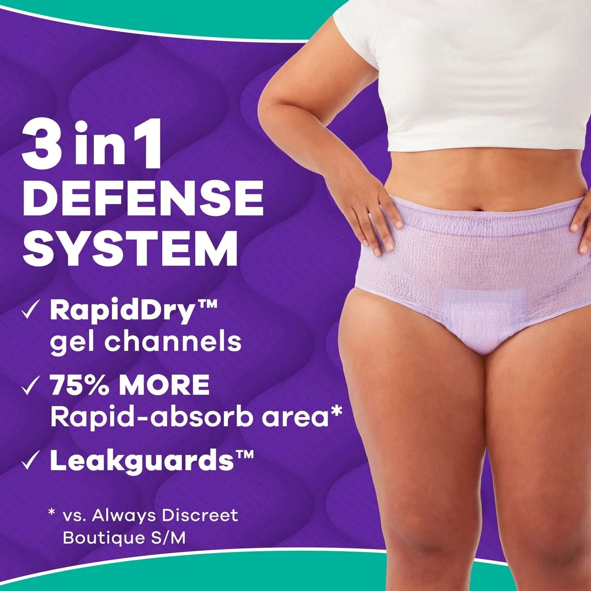Always Discreet Adult Diapers for Women, MaxiProtect, Incontinence Underwear, Maximum Plus Absorbency, Size L, 24 Count