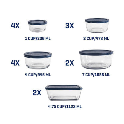 Anchor Hocking Glass Food Storage Containers with SnugFit Lids, 30 Piece Set
