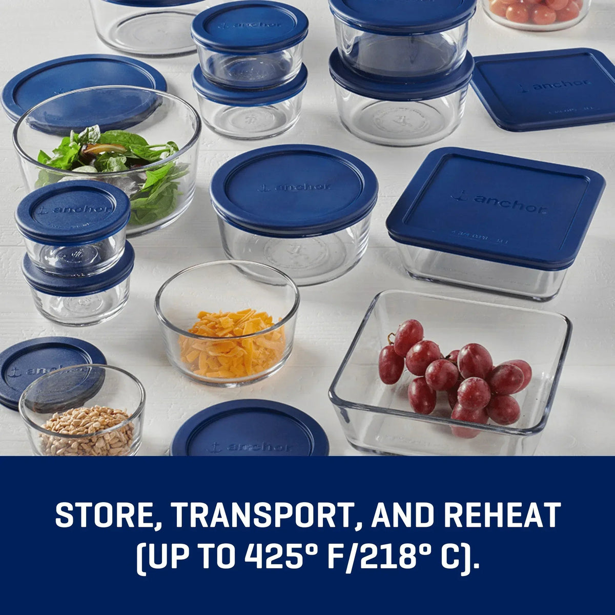 Anchor Hocking Glass Food Storage Containers with SnugFit Lids, 30 Piece Set