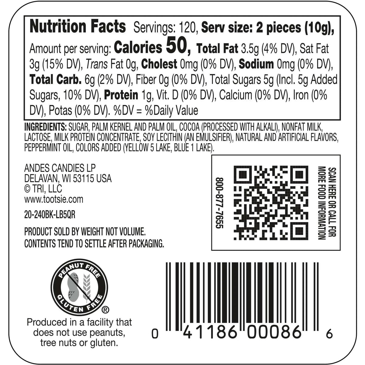 Andes Mints, Creme de Menthe, 240-count