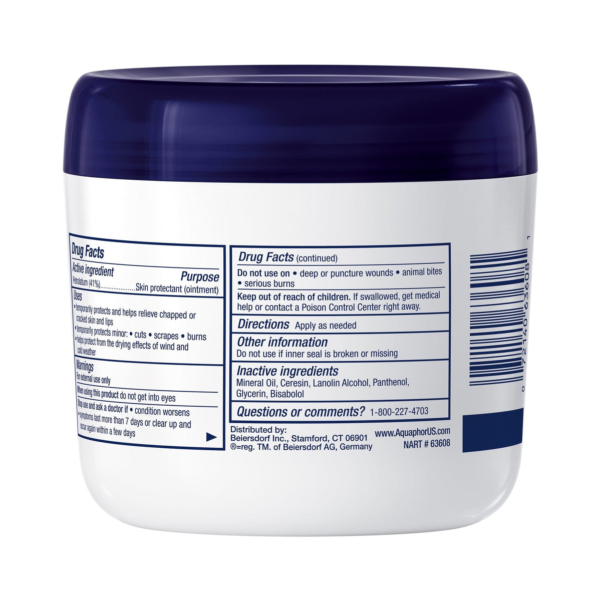 Aquaphor Healing Ointment Skin Protectant for Dry, Cracked, Irritated Skin, Fragrance Free, 14 oz