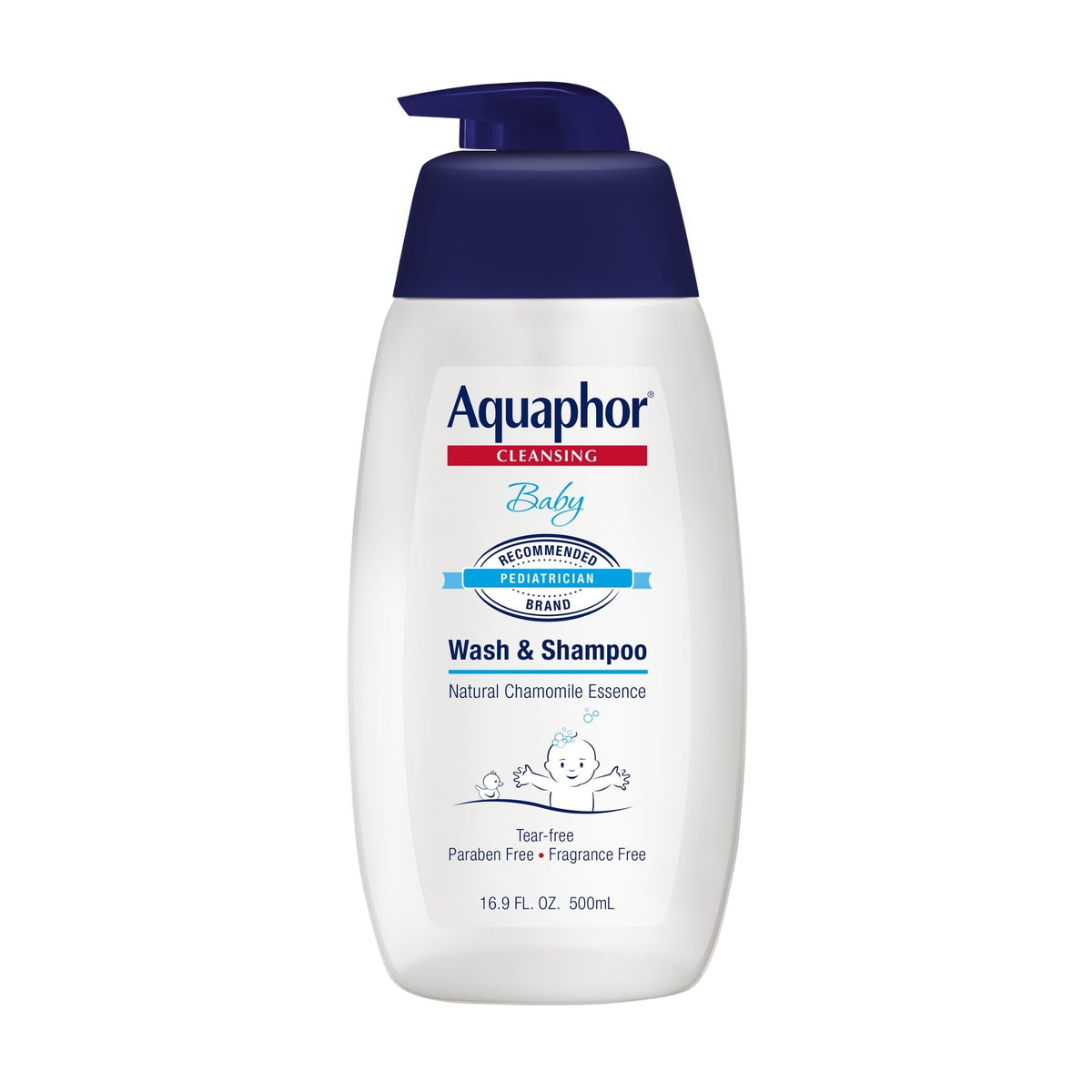 Aquaphor Baby Wash & Shampoo, Fragrance Free and Tear Free for Baby's Sensitive Skin, 16.9 fl oz