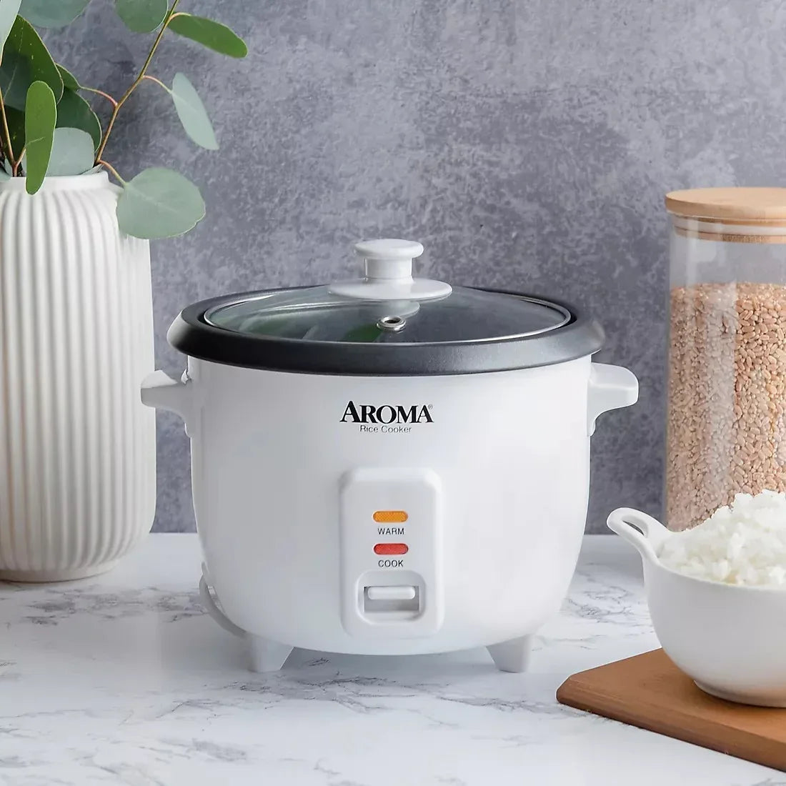 Aroma 1.5 Qt./6 Cup Rice & Grain Cooker - White