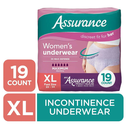 Assurance Women's Incontinence & Postpartum Underwear, XL , Maximum Absorbency