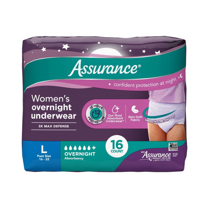 Assurance Women's Overnight Incontinence and Postpartum Underwear, L, Ultimate Absorbency, 16 Count