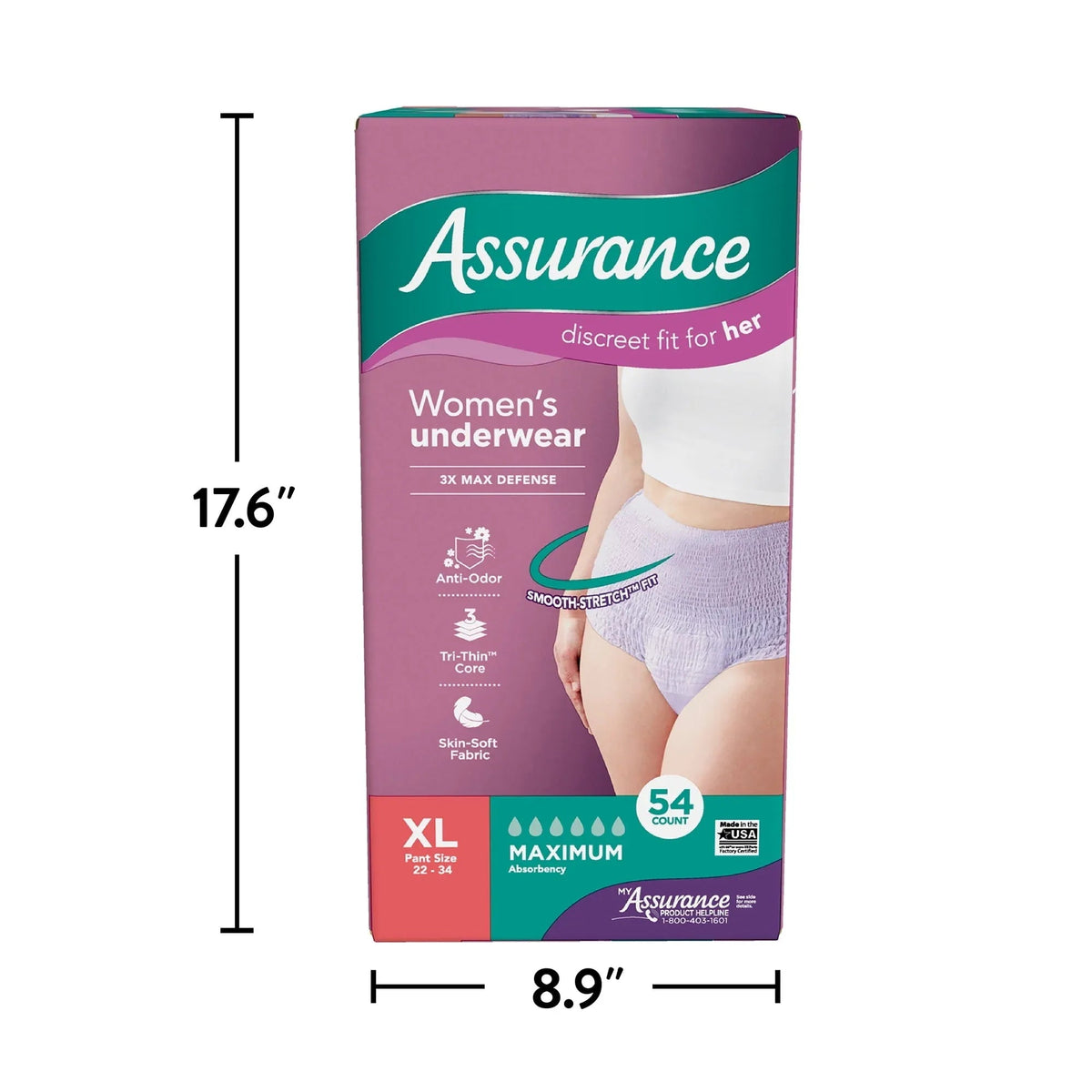 Assurance Women's Incontinence & Postpartum Underwear, XL , Maximum Absorbency