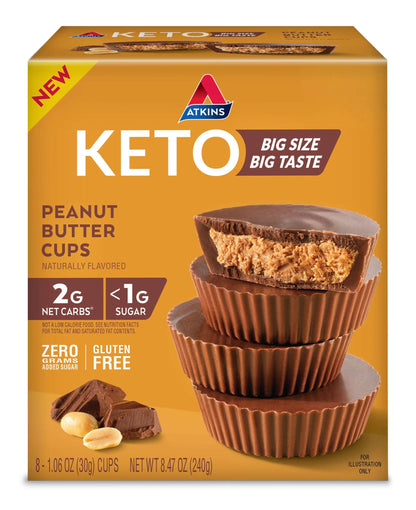 Atkins Keto Peanut Butter Cups, Gluten Free, 1.06 oz, 8 Count