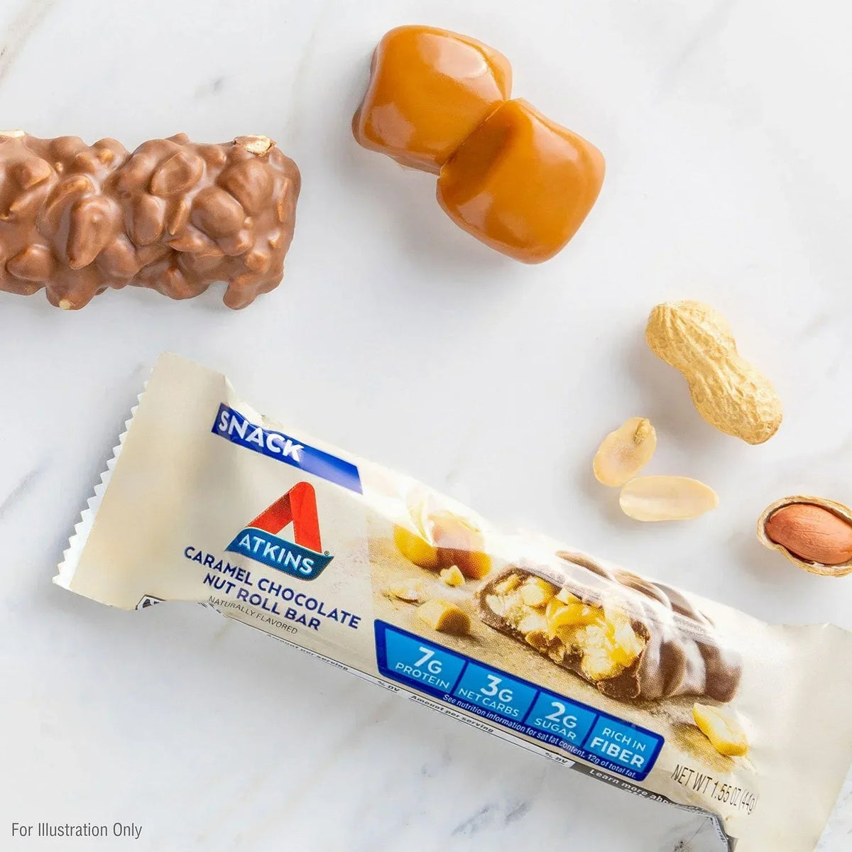 Atkins Anytime Snacks, Snack Bar, Caramel Chocolate Nut Roll, 18 ct.