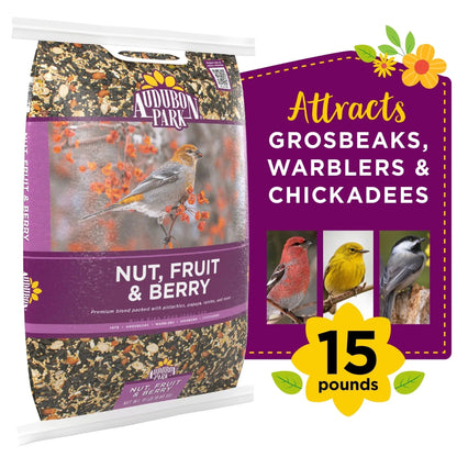 Audubon Park Nut, Fruit & Berry Wild Bird Food, Dry, 1 Count per Pack, 15 lb. Bag