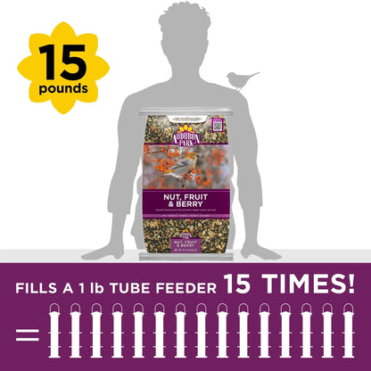 Audubon Park Nut, Fruit & Berry Wild Bird Food, Dry, 1 Count per Pack, 15 lb. Bag