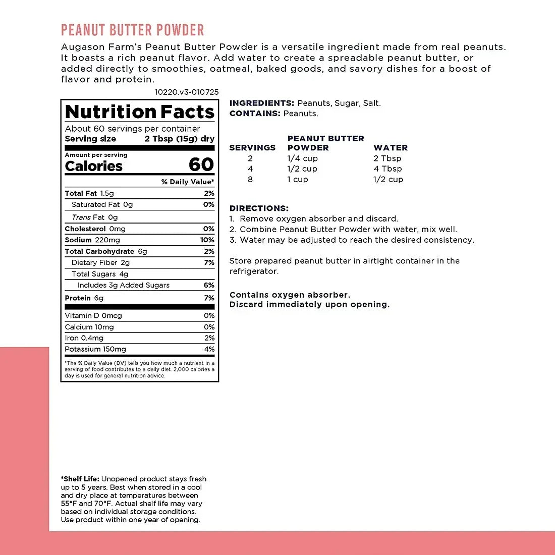Augason Farms Peanut Butter Powder Can, 32 oz.
