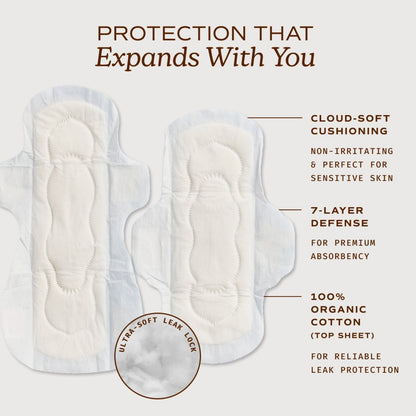 August Organic Cotton Cover Combo Regular and Super Pads, 24 Count (PACK OF 3 )