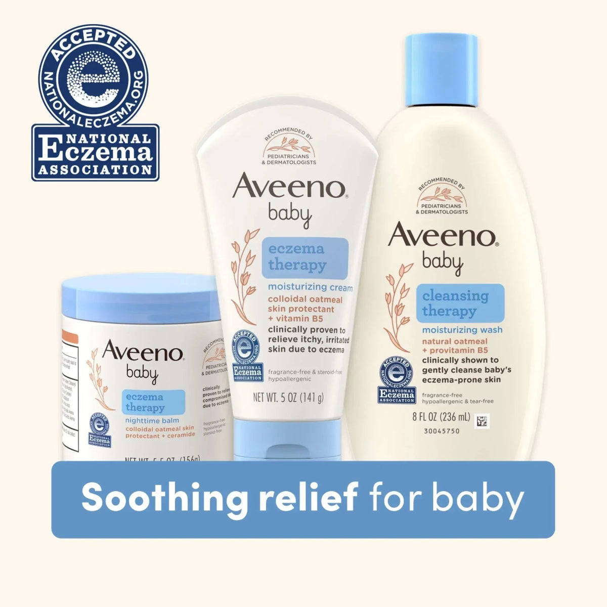 Aveeno Baby Eczema Care Kit with Baby Lotion: Wash, Cream & Nighttime Balm, 3 Items