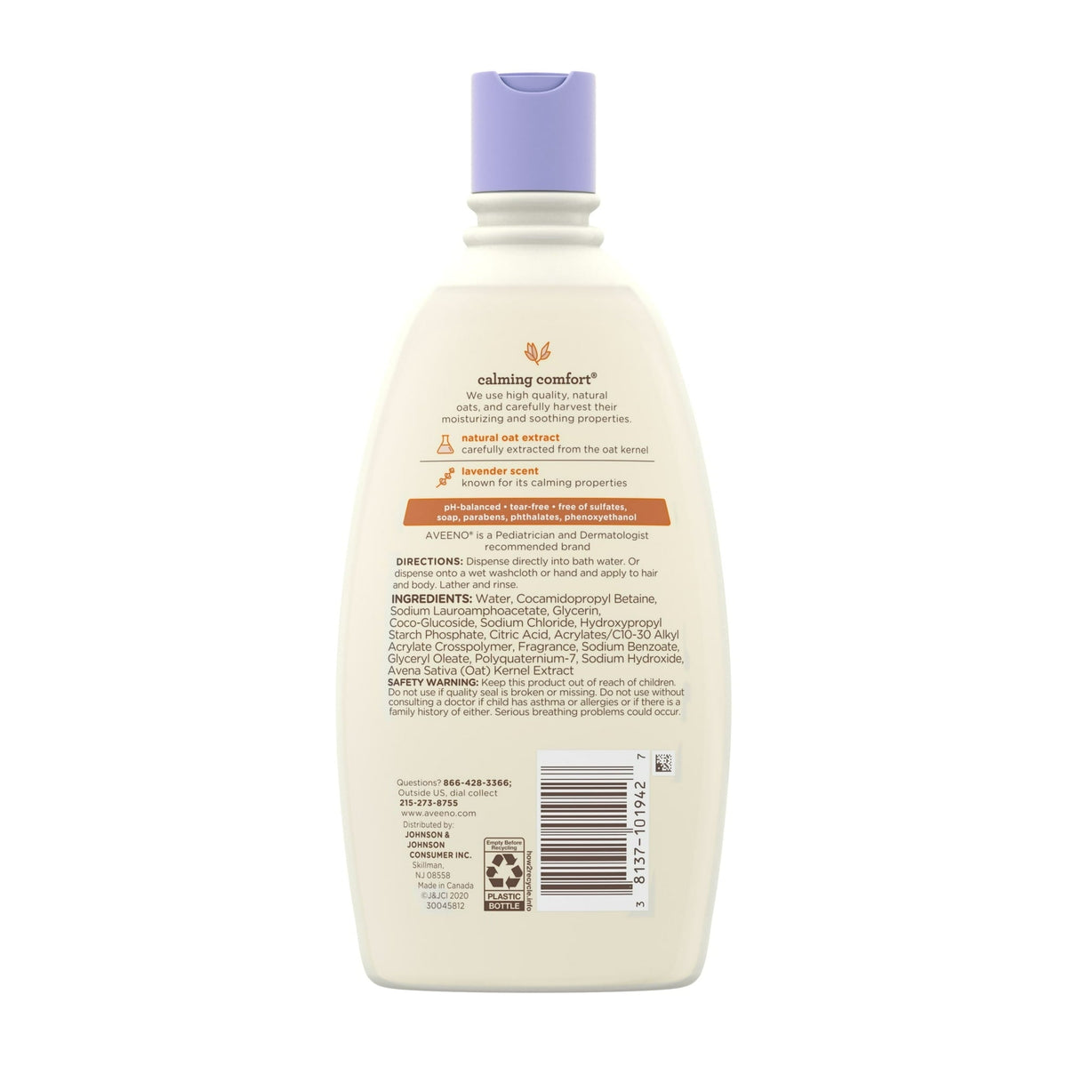 Aveeno Baby Calming Comfort Bath Body Wash, Lavender & Vanilla, 18 fl oz