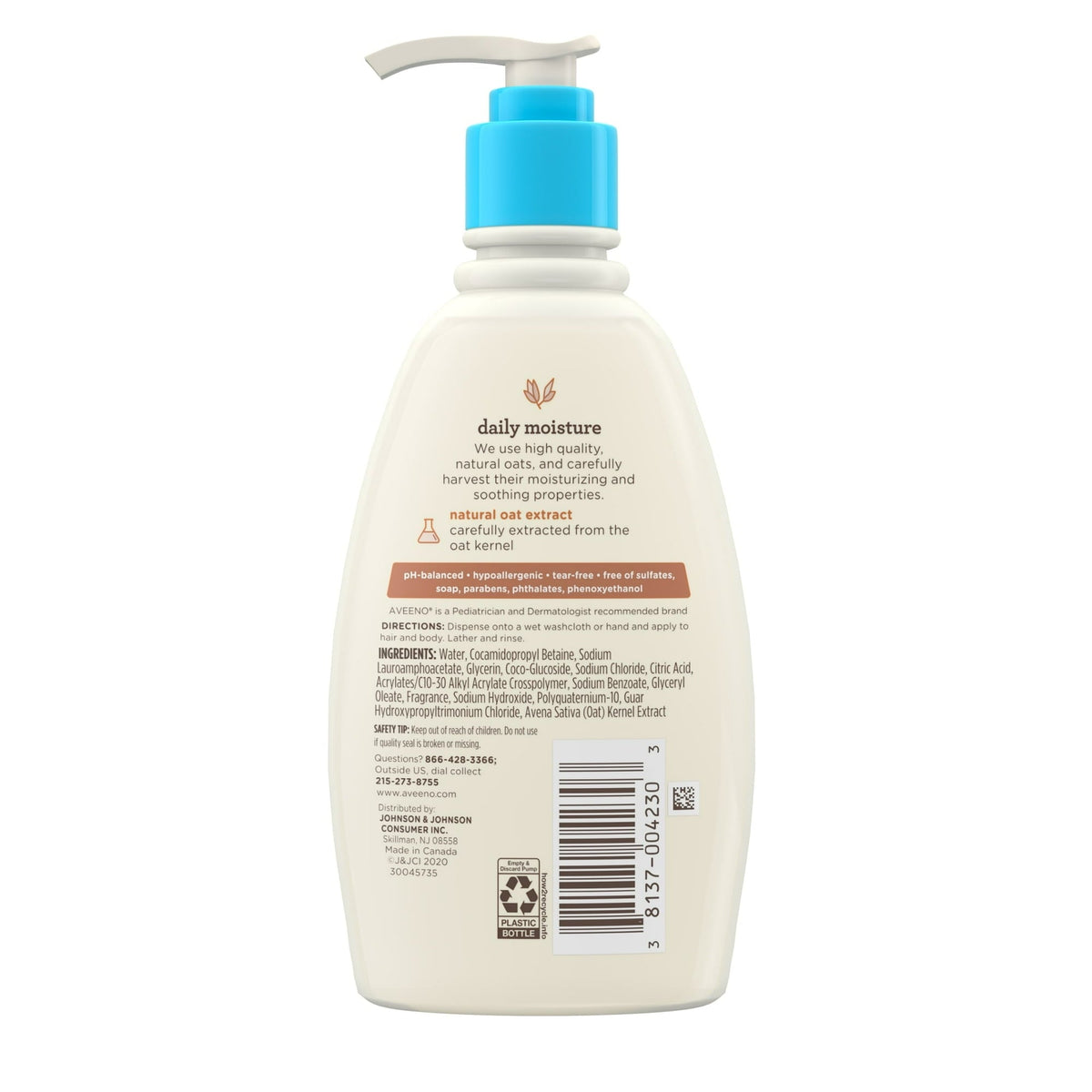 Aveeno Baby Daily Moisture Bath Body Wash & Shampoo, Oat Extract, 12 fl oz