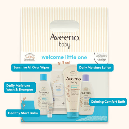 Pack of 2 Aveeno Baby Welcome Little One Gift Set, Nourishing Oat, 5 items