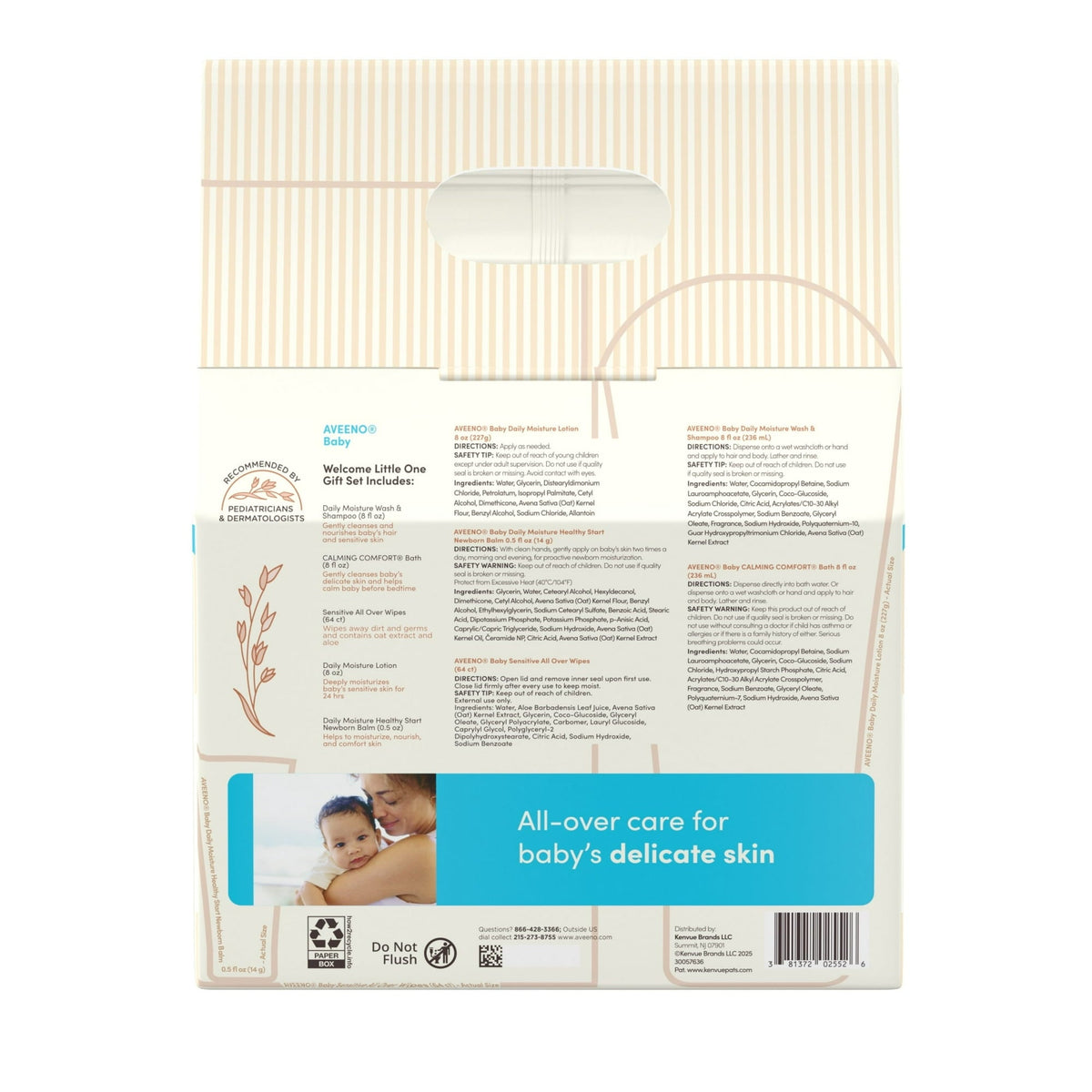 Pack of 2 Aveeno Baby Welcome Little One Gift Set, Nourishing Oat, 5 items
