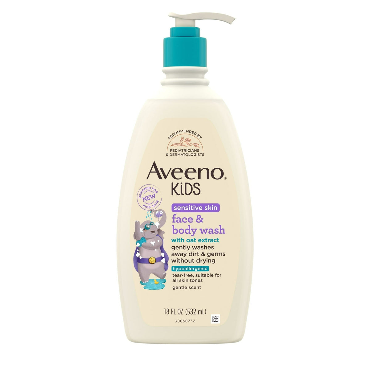 Aveeno Kids Gentle Face and Body Wash for Sensitive Skin, 18 fl oz