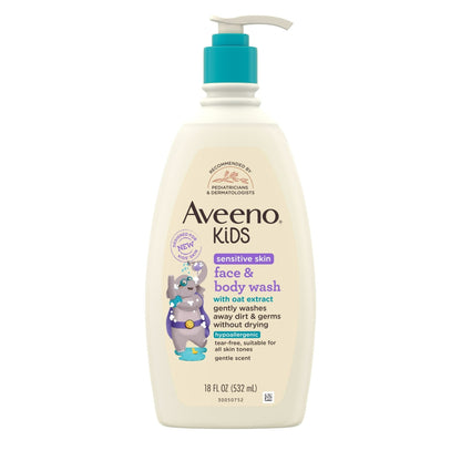 Aveeno Kids Gentle Face and Body Wash for Sensitive Skin, 18 fl oz