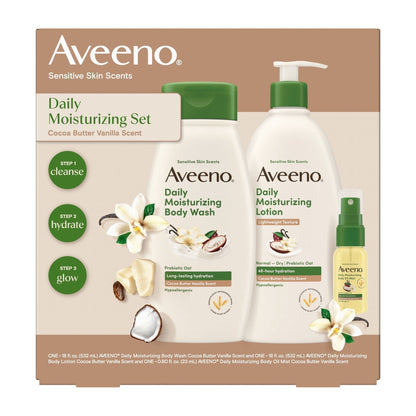 Aveeno Sensitive Skin Scents Daily Moisturizing Set, Body Wash, Body Lotion & Body Oil Mist, 3 pk.