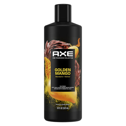 Axe Fine Fragrance Long Lasting Moisturizing Men's Body Wash Golden Mango, 18 oz