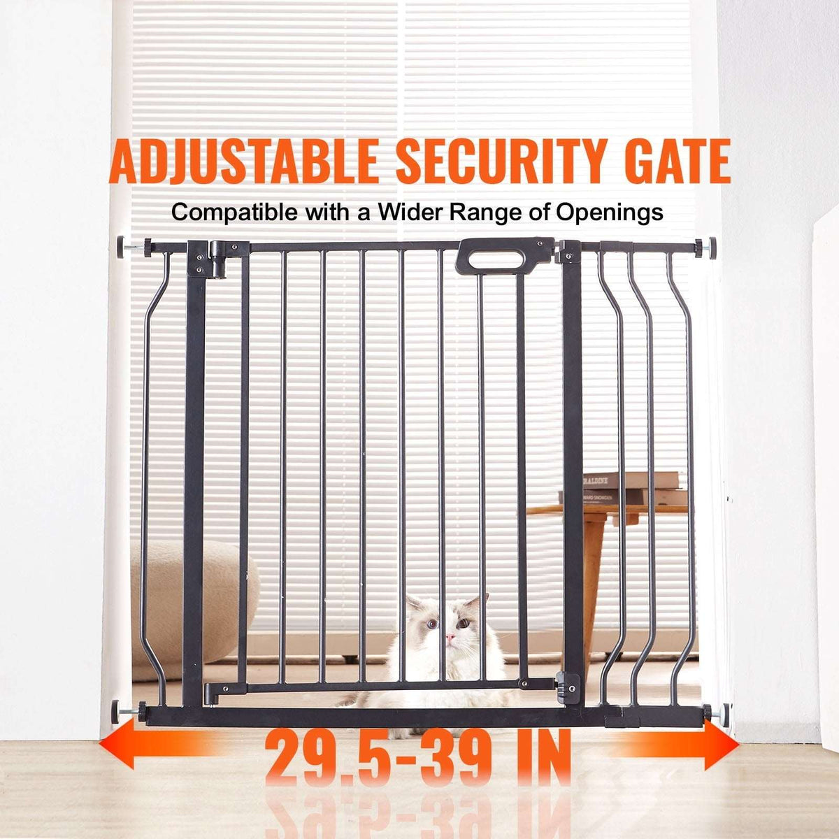 BENTISM 30" Extra Tall Baby Gate for Stairs Doorways, Fits Openings 29.5" to 39" Wide, Auto Close Extra Wide Dog Gate for House, Pressure Mounted Easy Walk Through Pet Gate with Door, Black