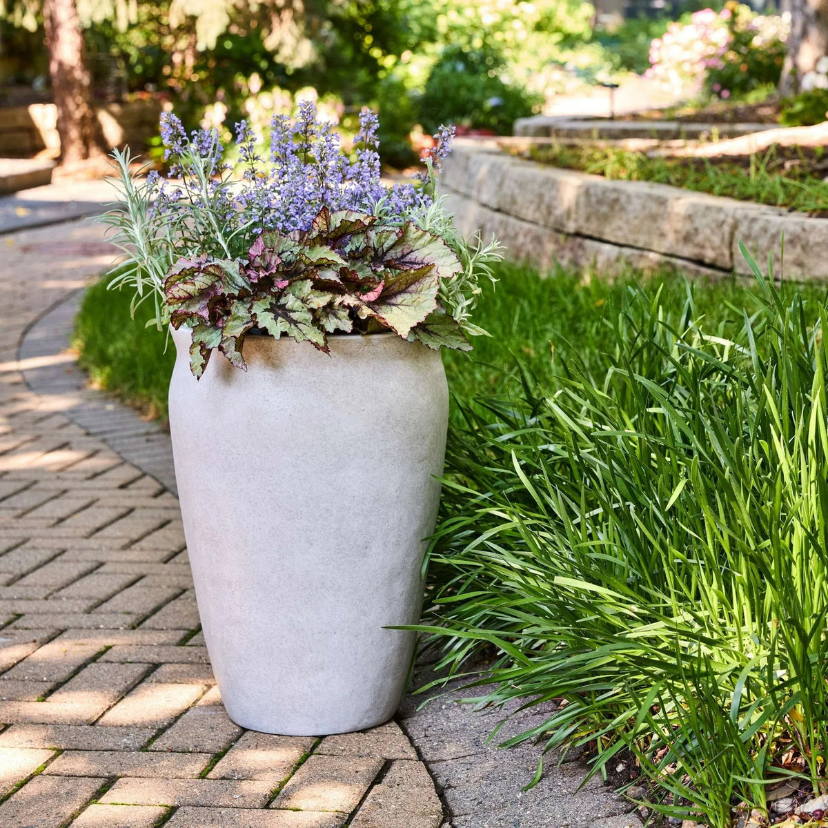 Better Homes & Gardens 14inch Hawthorn Planter Gypsum with Modern Design for Indoor Outdoor Plant